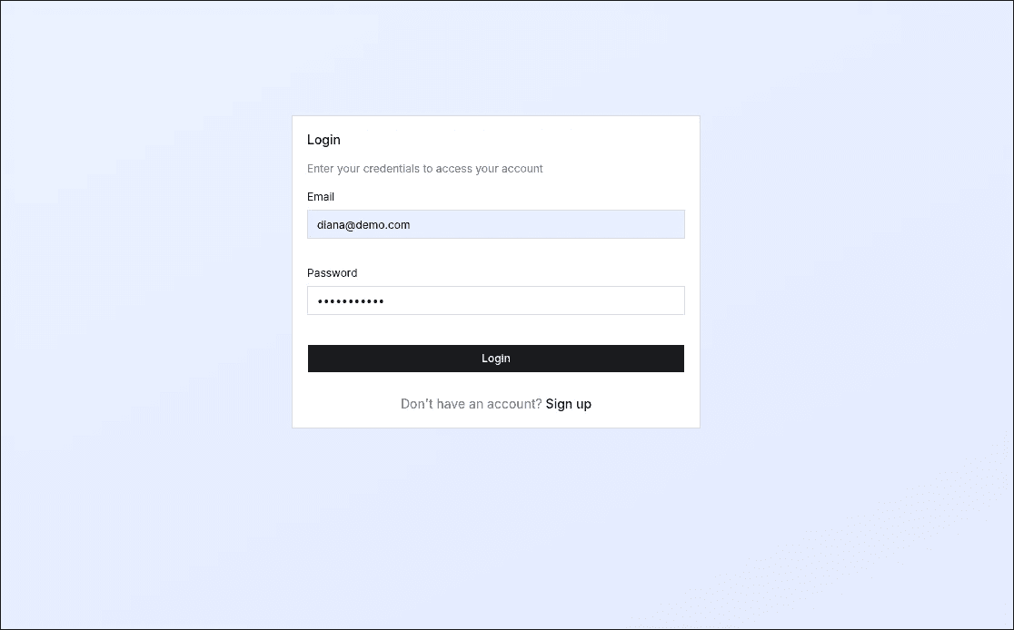 Prediction Market login screen